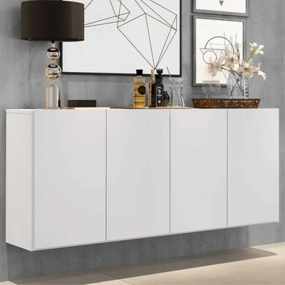 Aparador Buffet 4 Portas Suspenso Veneza Multimóveis V3594 Cor Branco | Parcelamento sem juros