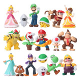Set 18 Figuras Super Mario Bros Yoshi Peach Toad Bowser Kong