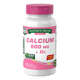 Calcio 600mg + D3 60 Cáp Natures Truth Sabor Sin Sabor