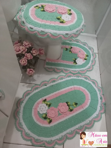 Jogo De Banheiro Crochê Delicado Luxo