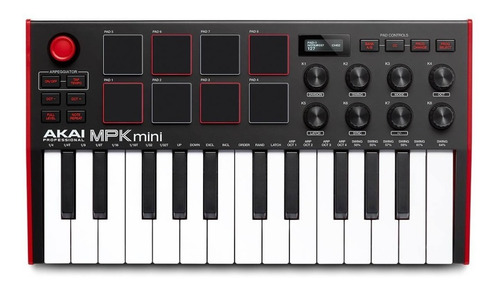 Controlador Midi Usb 25 Teclas 8 Pads Akai Mpk Mini Mk3