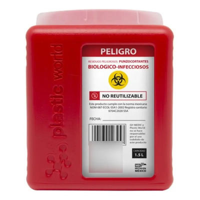 Bote Rpbi Contenedor Recolector 1.5 Lts Punzocortante | Meses sin interés