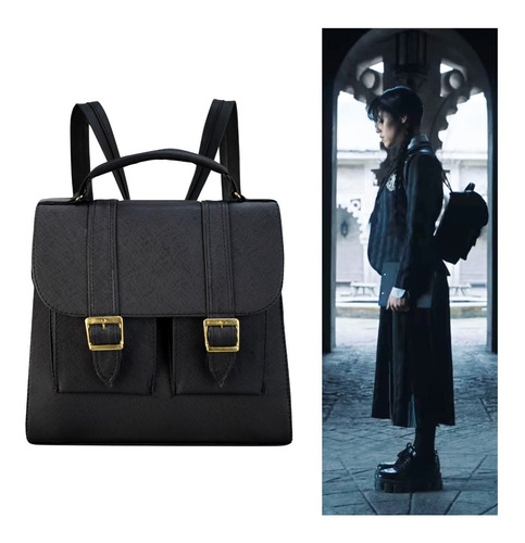 Mochila Merlina Negra Juvenil Dark En Tendencia De Moda Wednesday Addams