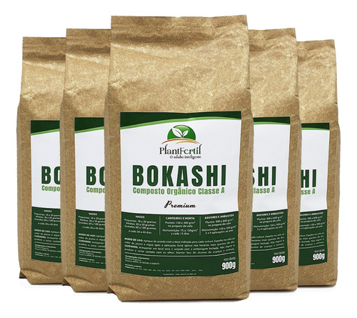 Bokashi Composto Orgânico Classe A Premium - Kit 5 Unidades