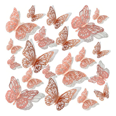 Mariposas Decorativas 3D para Pared, Pack de 81, en Rosa Metálico | MercadoLibre