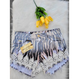 Shorts Lança Perfume Animal Print Com Detalhes Em Renda