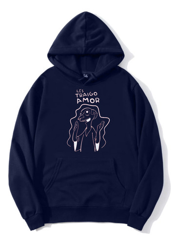 Buzo Canguro Hoodie Hombre Mujer Azul Algodón Estampado