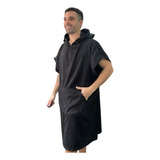 Poncho Cambiador Toalla Microfibra Negro