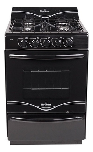 Cocina Florencia 5517f A Gas 4 Hornallas Negra Horno 65l