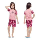 6 Conjunto Shorts Feminino + Camiseta Infantil Menina Verão