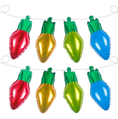 Globos Metálicos Luces Colores  Decoración Navideña Set 8pz