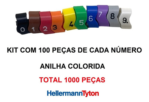 Anilha Identificador Cabo 0,3-1,5mm² Mhg1/3 (0-9) Hellermann