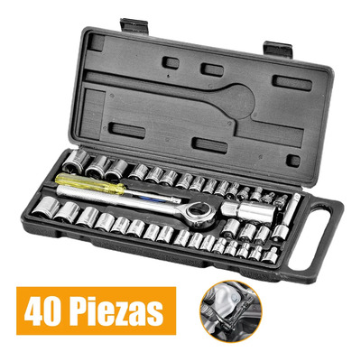 Pbcowasn Juego De 40 Piezas De Dados Con Matraca - Acero Cromo Vanadio De Grado Industrial, Resistente A La Corrosión Y Alto Torque. Kit Completo Para Mecánica Automotriz, Reparaciones En Taller Y Us | Meses sin interés
