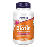 Suplemento Now Energético Biotin 10 Mg Biotina 120 Cápsulas