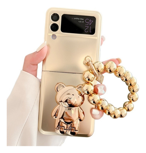 Electroplated Bear Suitable For Galaxy Zflip5 Phone Case
