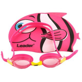 Oculos Natacao Infantil Touca Silicone Peixinho Rosa Az Kit