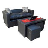 Juego De Living Sillon 2cuerpos +mesa+2puff