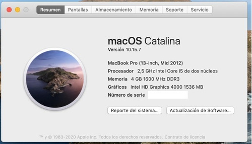 Macbook Pro A1278  Año 2012