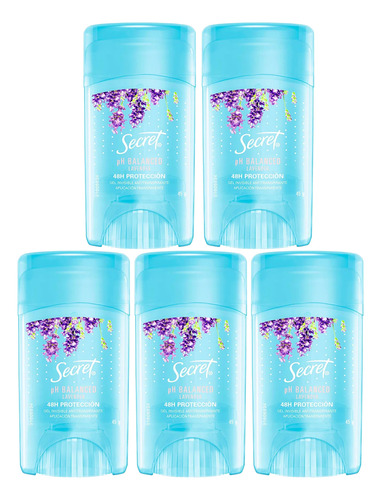 Desodorante Gel Secret Ph Balanceado Lavender 45g 5 Unidades
