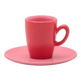 Jogo De 6 Xícaras Espresso 75 Ml Com Pires Rosa/vermelho