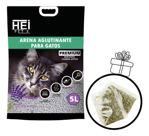 Arena Aglutinante Carbón Activo Para Gatos Hei 20kg +regalo