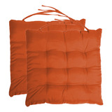 Kit 2 Assentos Almofada Futon Para Cadeira 40x40cm - Laranja