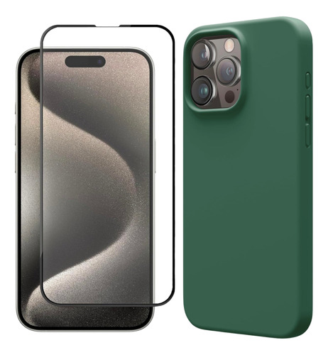 Forro Case Silicone + Vidrio Premium Para iPhone