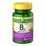 Vitamina B12 500mcg Sublingual 200un Spring Valley® Sabor Cereja