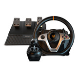 Kit Volante Y Pedales Gamer Krom K-wheel Pro Multiplatafoma