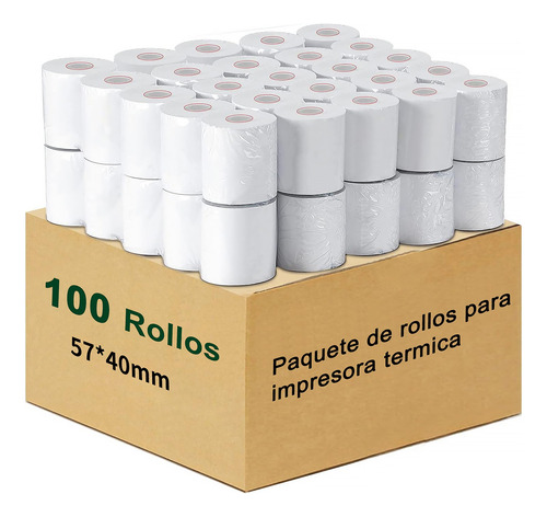 100 Rollos Papel Termico 57x40 Impresora 58mm Xprinter