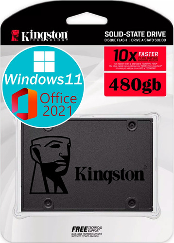 Ssd 480gb Com Windows E Office Instalado Disco Sólido Interno Sata 3