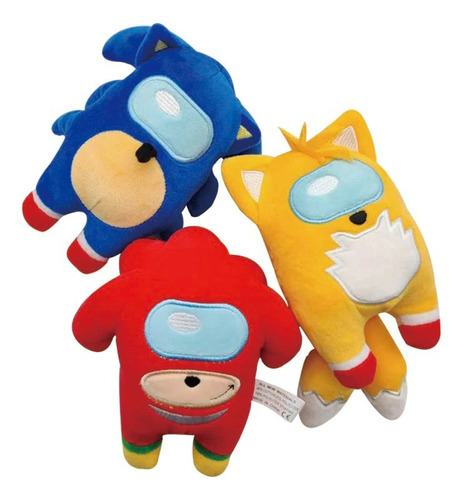 Set 3 Peluches De Sonic Among Us 15 Cm Tails Knuckles 