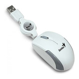 Mouse Micro Genius Mini Blanco Cable Retractil