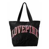 Bolso Tote Con Cierre Victorias Secret Pink Negro