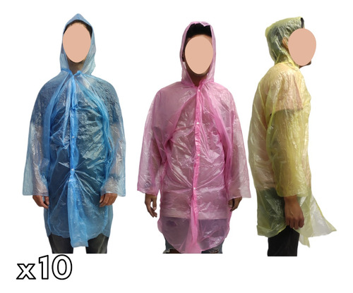 Capa Impermeable 10pz Economico Y Sencillo Lluvia Portatil