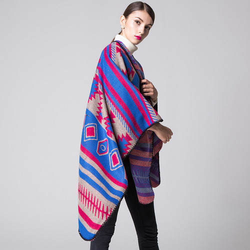 Suéter Largo De Pashmina Con Estampado De Capa Para Mujer