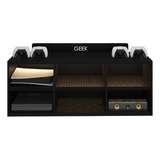 Rack Estante Bancada Gamer Geek Madeira  Com Led Rgb