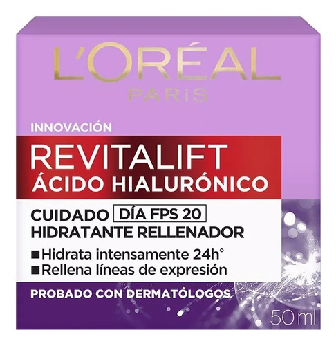 Crema Facial L'oréal Revitalift Ácido Hialurónico Dia Fps 20