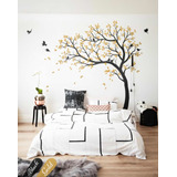 Vinil Decorativo Árbol Dorado Con Negro Para Pared Lisa