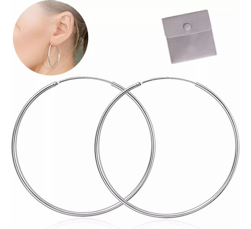 Aretes Arracada Redonda De Plata 925 +bolsa De Tela