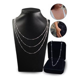 Kit Colar E Pulseira Bolinha Prata 925 Feminino Delicado Cor Prata 925 Legítima