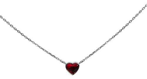 Collar De Plata 925 Corazón Cristal Swarovski® Elements Rojo