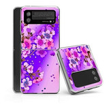 Funda Resistente Para Samsung Z Flip 3 Flores Purpura