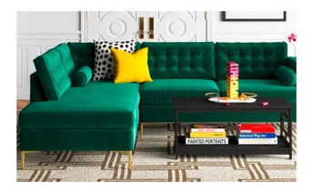 Sala Sayra Terciopelo Verde Derecha Sofa Pieza Sillones