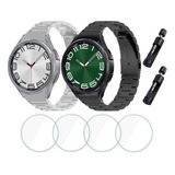 2 Correas Acero + Mica Para Samsung Galaxy Watch 4 5 Pro 6