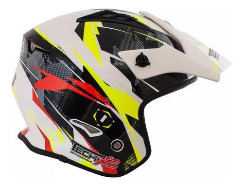 Casco Tech X2 Tx-726 Blanco Amarillo Con Visera