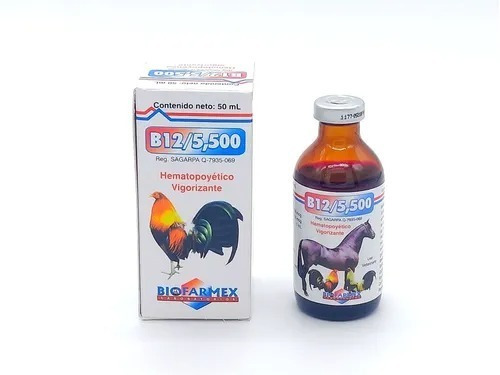 Vitamina B12 5500 Frasco 50ml Caballos Gallos Perros Bovinos