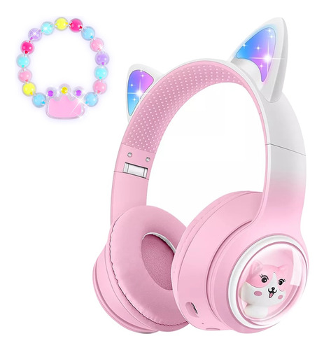 Audifono Oreja De Gato Bluetooth Luz Led Diadema Niño 400mah