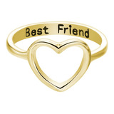 Anel Coração Dourado Ouro Amizade Best Friend Melhor Amiga