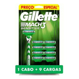 Aparelho De Barbear Gillette Mach3 Sensitive + 9 Cargas